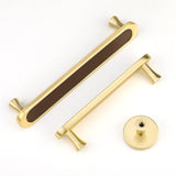 3.75" 5" Leather Handle Pulls，Brown Leather Drawer Pulls，Solid Brass Knobs for Drawer Cupboard Door