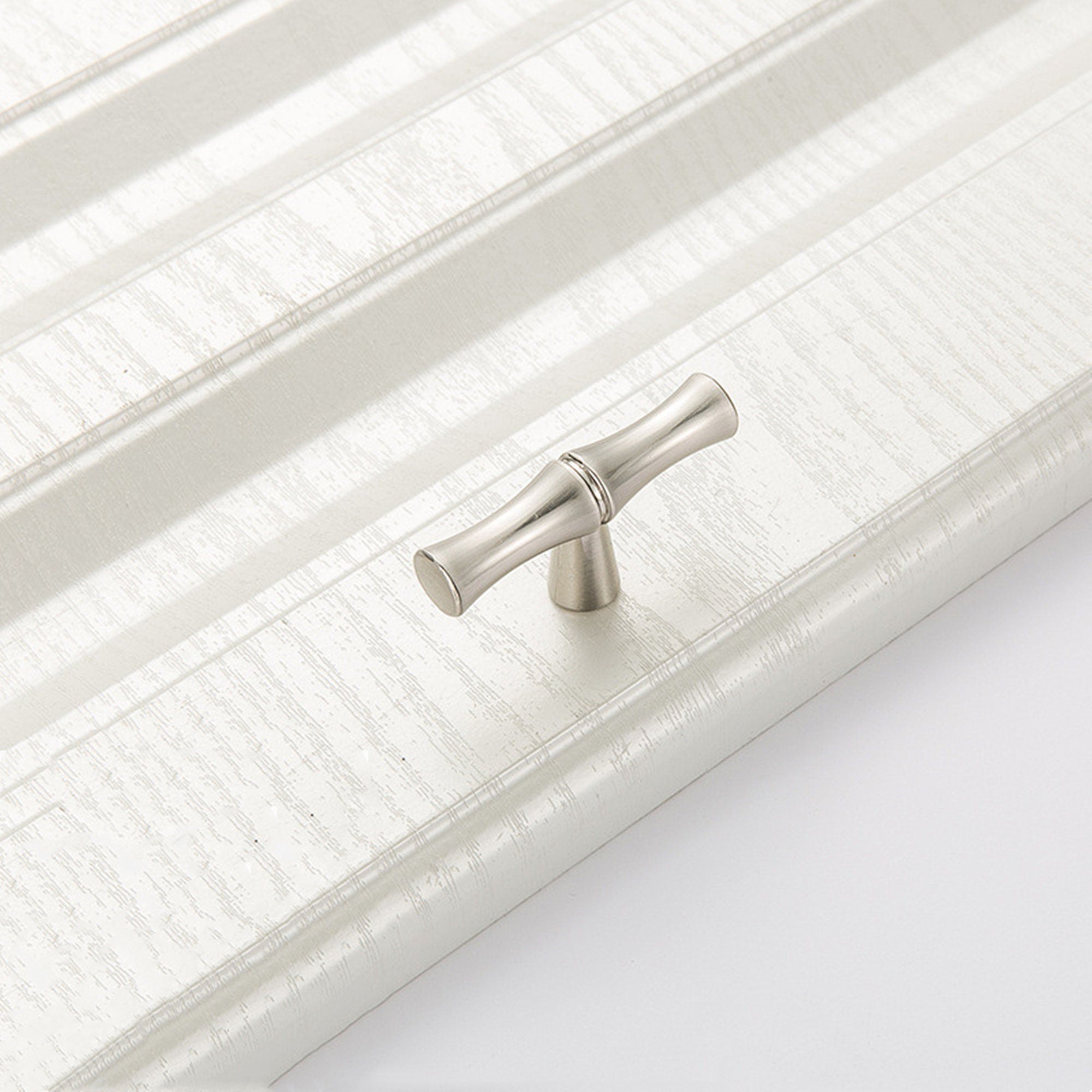 Bamboo Shape Solid Zinc Alloy Cabinet Knobs(Single Hole，Brushed Nickel)