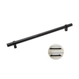 Flat Black Stainless Steel Kitchen Cupboard Handles - 10" (256mm) Hole Centers