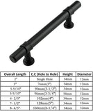 3in Kitchen Cabinet Handles Black Drawer Pulls - Matte Black T Bar Handle Pull - 3" (76mm) Hole Centers, 5" Overall Length