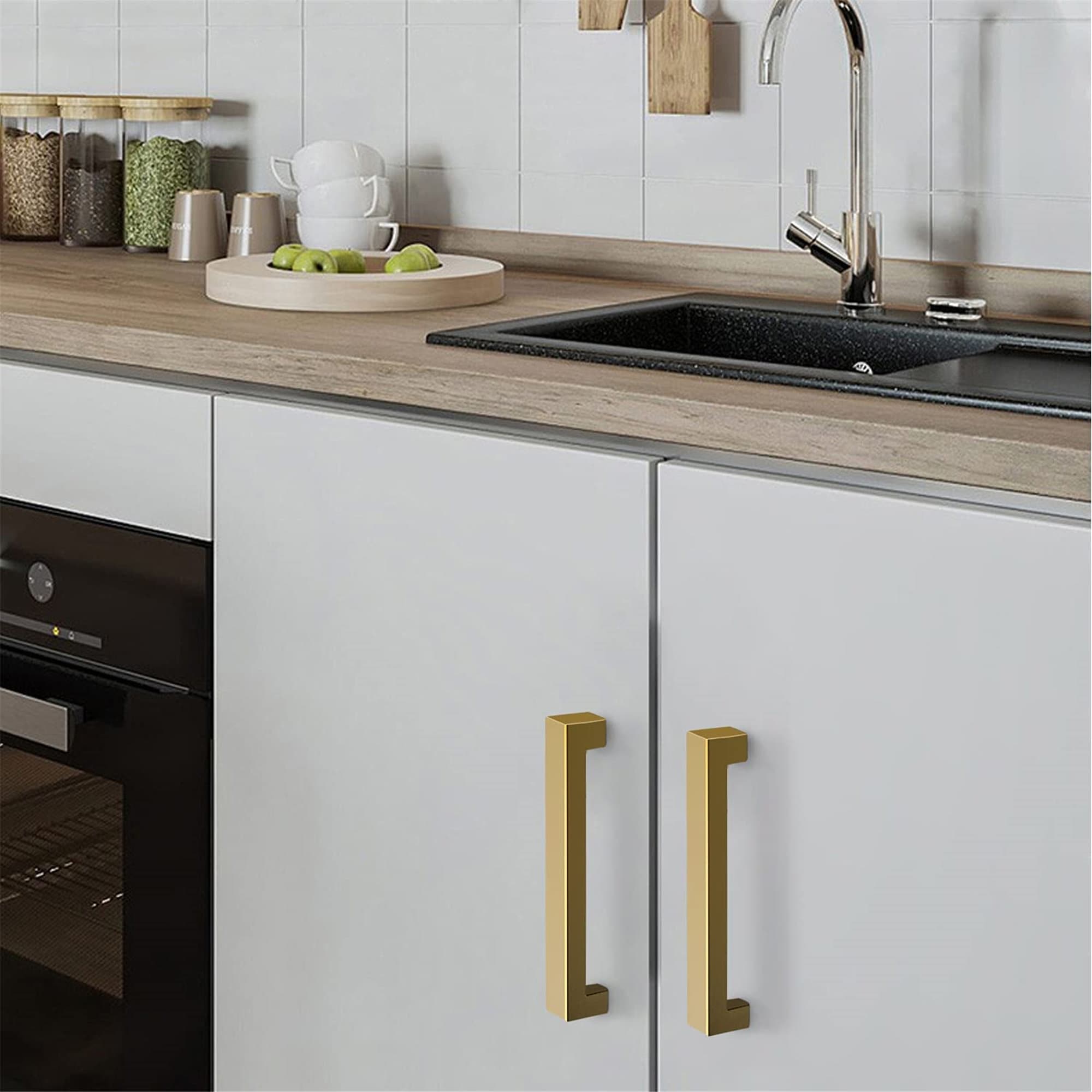 3.75in Cabinet Handles Drawer Pulls,Brushed Brass Cabinet Pulls Gold Drawer Pulls(96mm, Hole Centers)