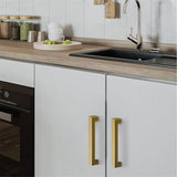 3in Cabinet Pulls Gold Cabinet Pulls，Brushed Brass Pulls Square Kitchen Hardware Handles(76mm, Hole Centers)