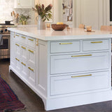 10in Brushed Brass Drawer Pulls,Brushed Gold Cabinet Pulls Gold Hardware for Cabinets(256mm, Hole Centers)
