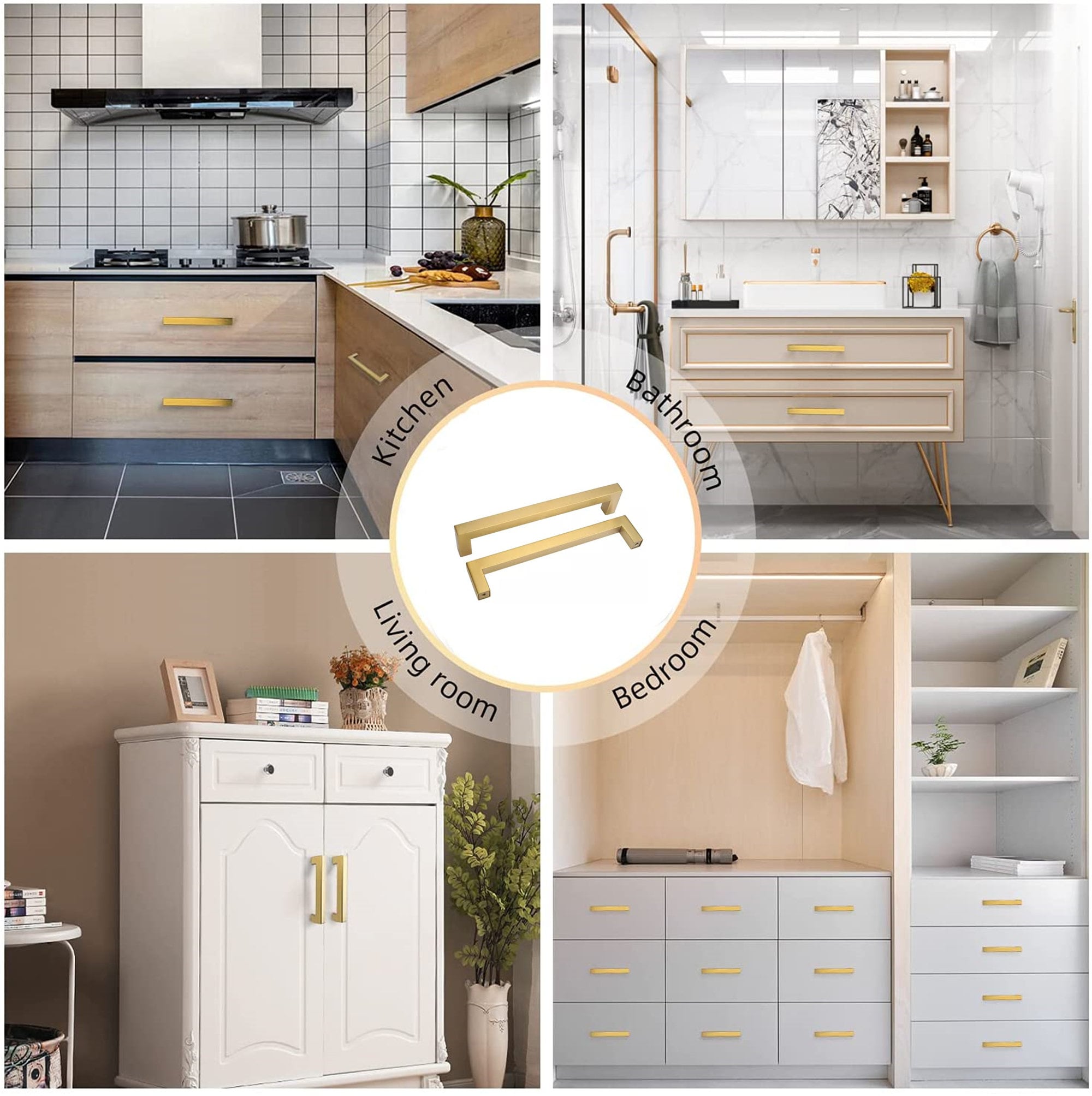 12-3/5in Brushed Brass Drawer Pulls,Brushed Gold Cabinet Pulls Gold Hardware for Cabinets(320mm, Hole Centers)