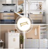 3in Cabinet Pulls Gold Cabinet Pulls，Brushed Brass Pulls Square Kitchen Hardware Handles(76mm, Hole Centers)