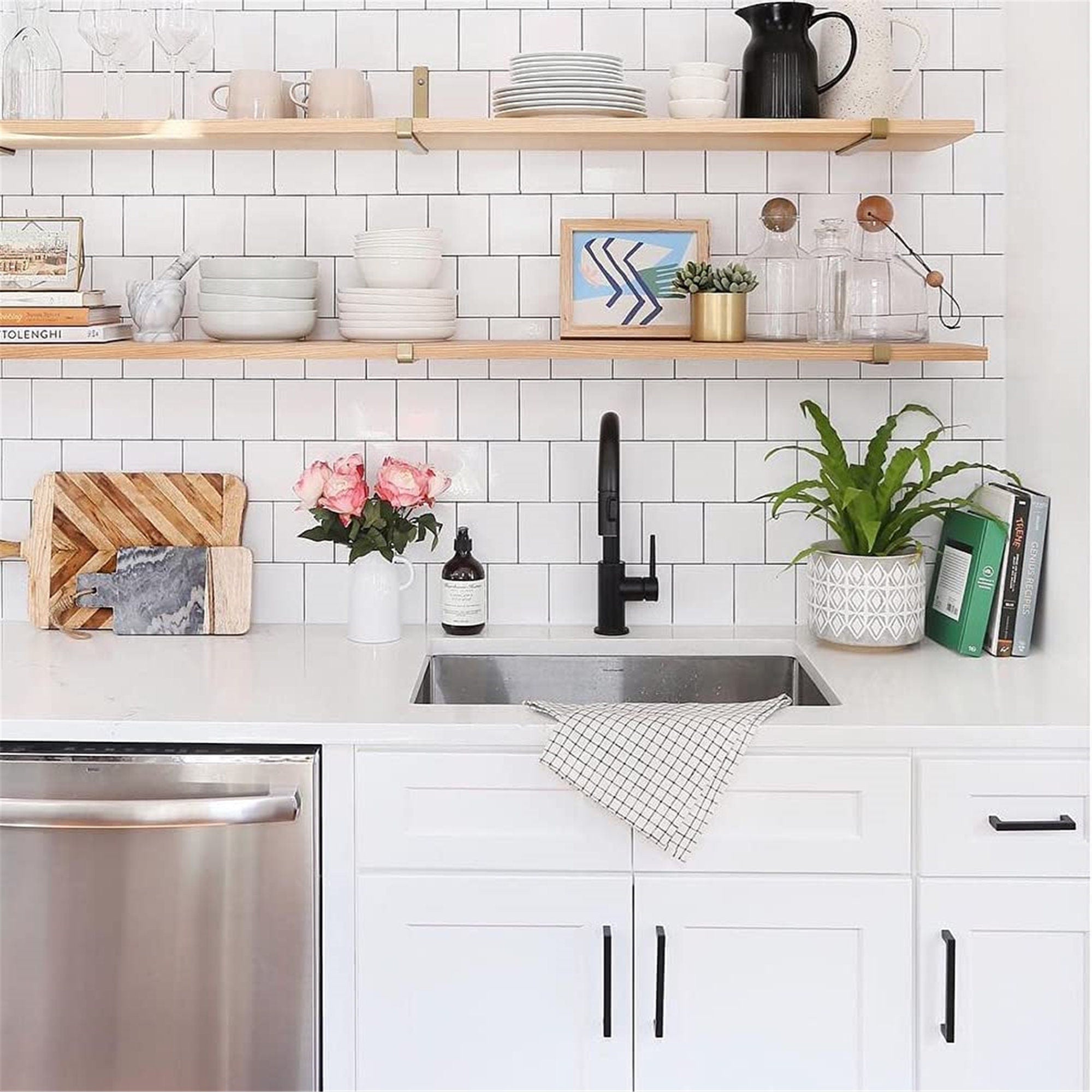 Matte Black Cabinet Handles，Modern Square Cabinet Handles，Stainless Steel Drawer Pulls，Black Kitchen Cabinet Handles Black Handles