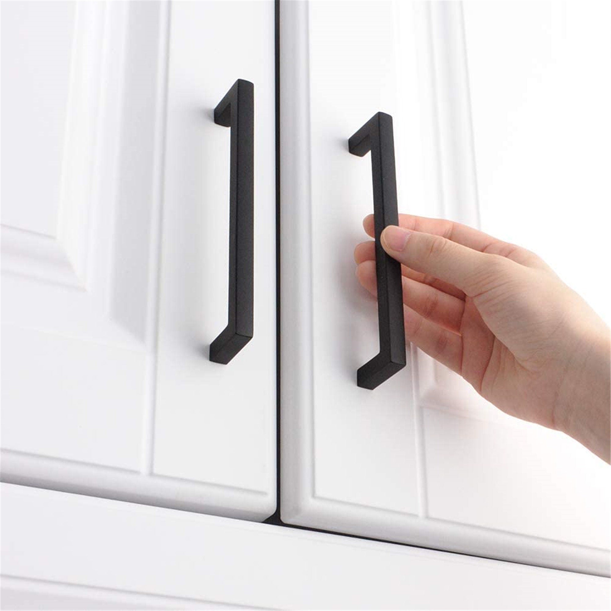 6-1/4 inch Hole Center Black Cabinet Pulls，Drawer Pulls Black Cabinet Handles for Kitchen Matte Black Cupboard Handles