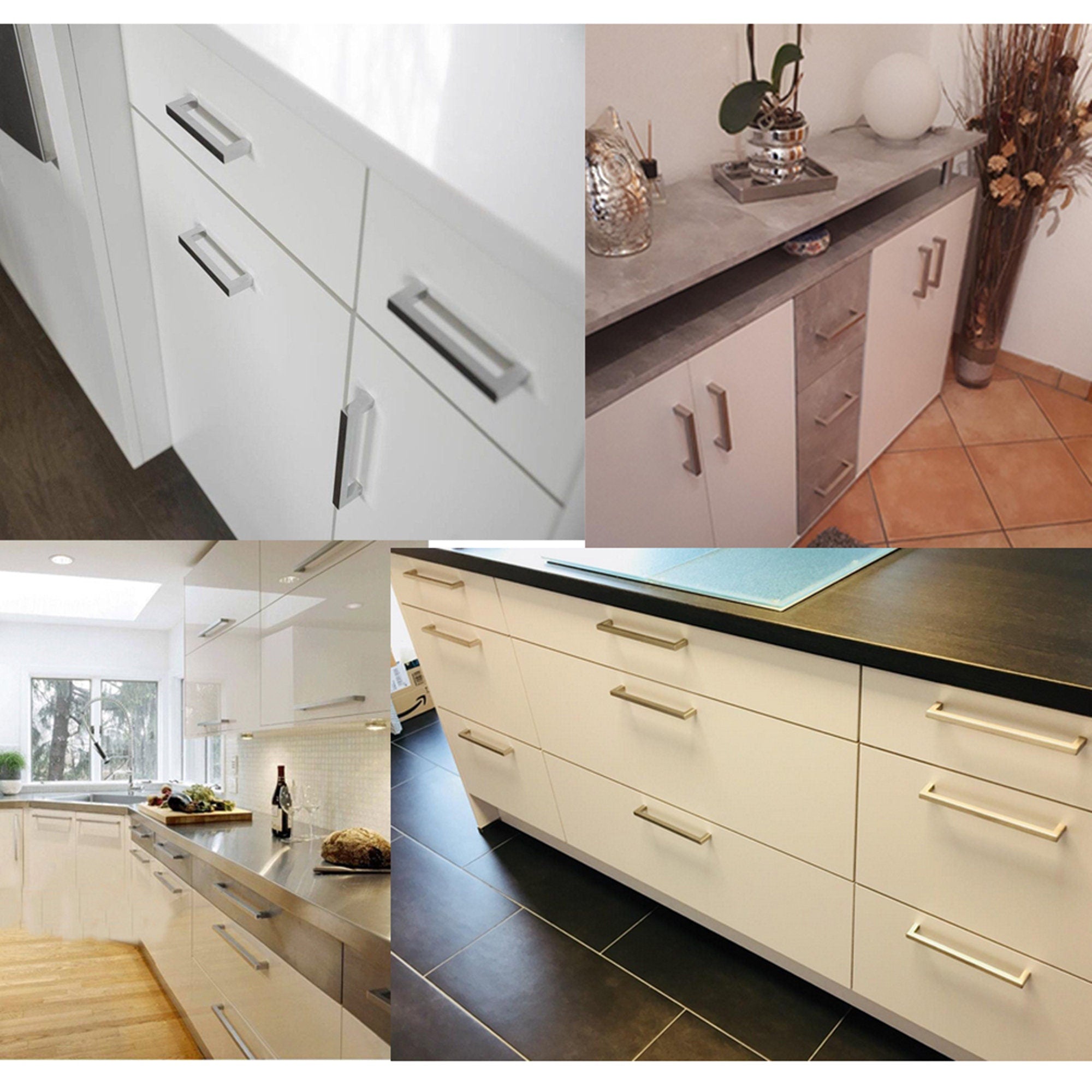 Brushed Nickel Drawer Pulls 5 inch(128mm) Hole Center，Modern Cabinet Hardware Bar Pulls for Drawer Cabinets Cupboard