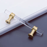 1 Pack Brushed Brass Cabinet Pulls Arcylic Drawer Pulls for Kitchen Cabinets and Dressers