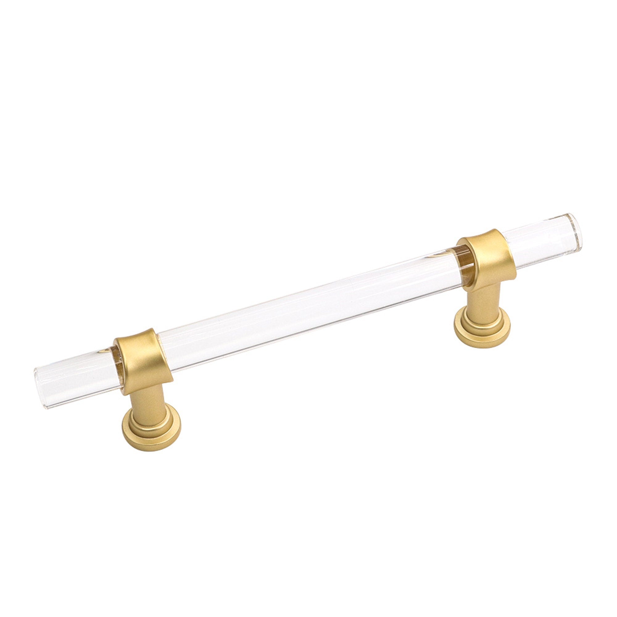 1 Pack Brushed Brass Cabinet Pulls Arcylic Drawer Pulls for Kitchen Cabinets and Dressers
