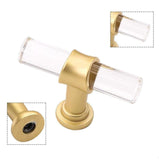 Brushed Brass Cabinet Pulls Arcylic Drawer Pulls - Acrylic Round Bar Series - Hole Centers(Single Hole Knob)