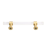 Brushed Brass Cabinet Pulls Dresser Drawer Handles - Acrylic Round Bar Series - Hole Centers(3-1/2 Inch，90mm)