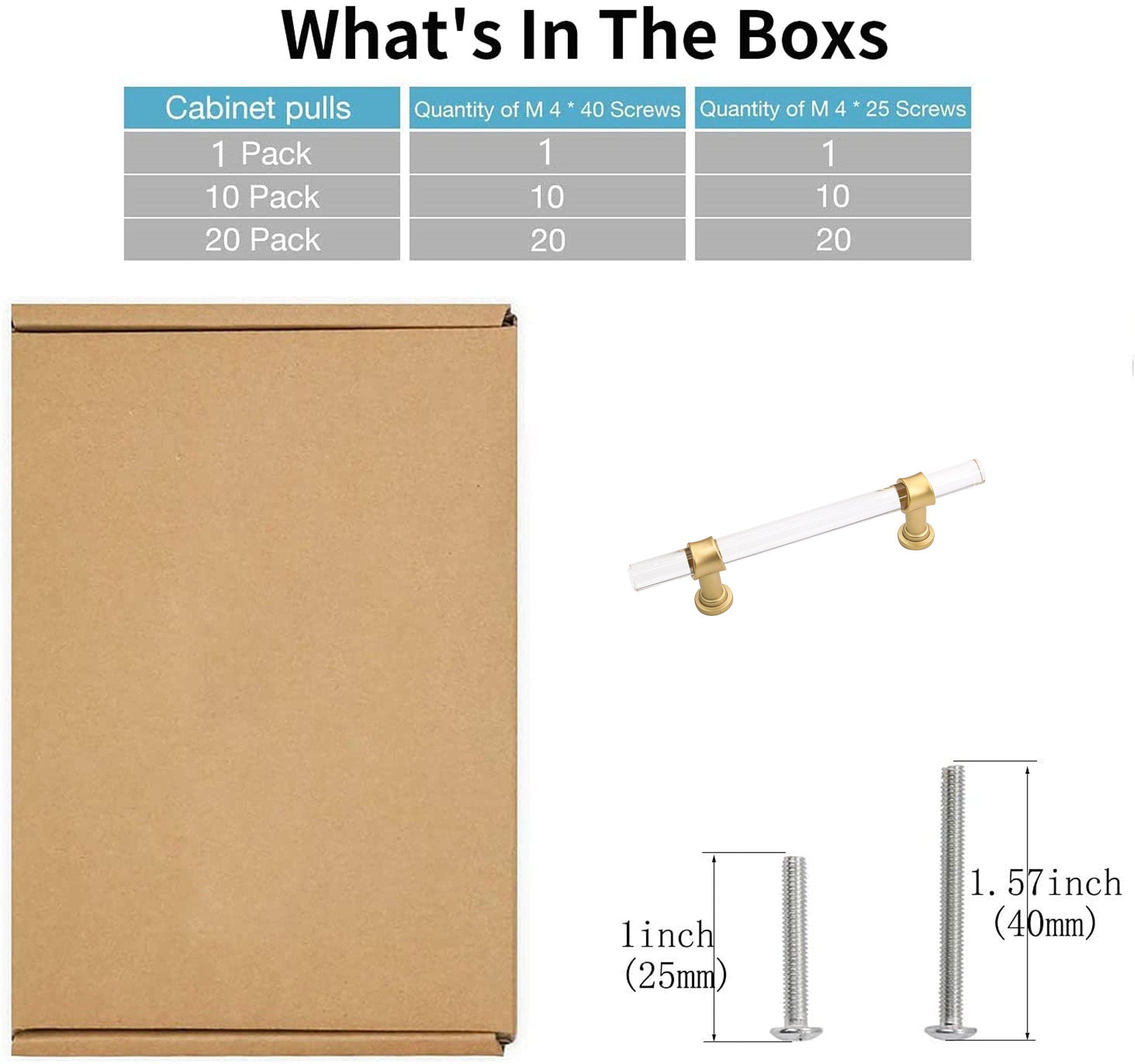 Acrylic Gold Drawer Pulls Cabinet Pulls - Acrylic Round Bar Series - Hole Centers(4 Inch，102mm)