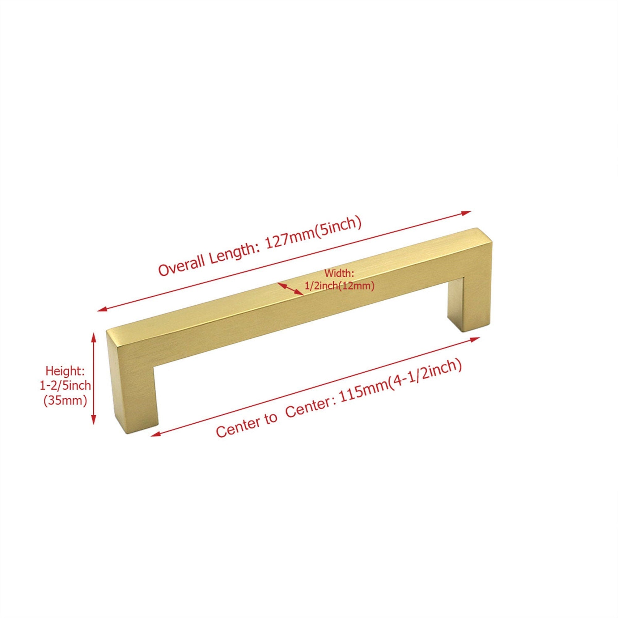 4.5in(115mm) Brushed Brass Cabinet Handles Drawer Pulls,Modern Gold Drawer Pulls Stainless Steel Dresser Drawer Pulls(115mm, Hole Centers)