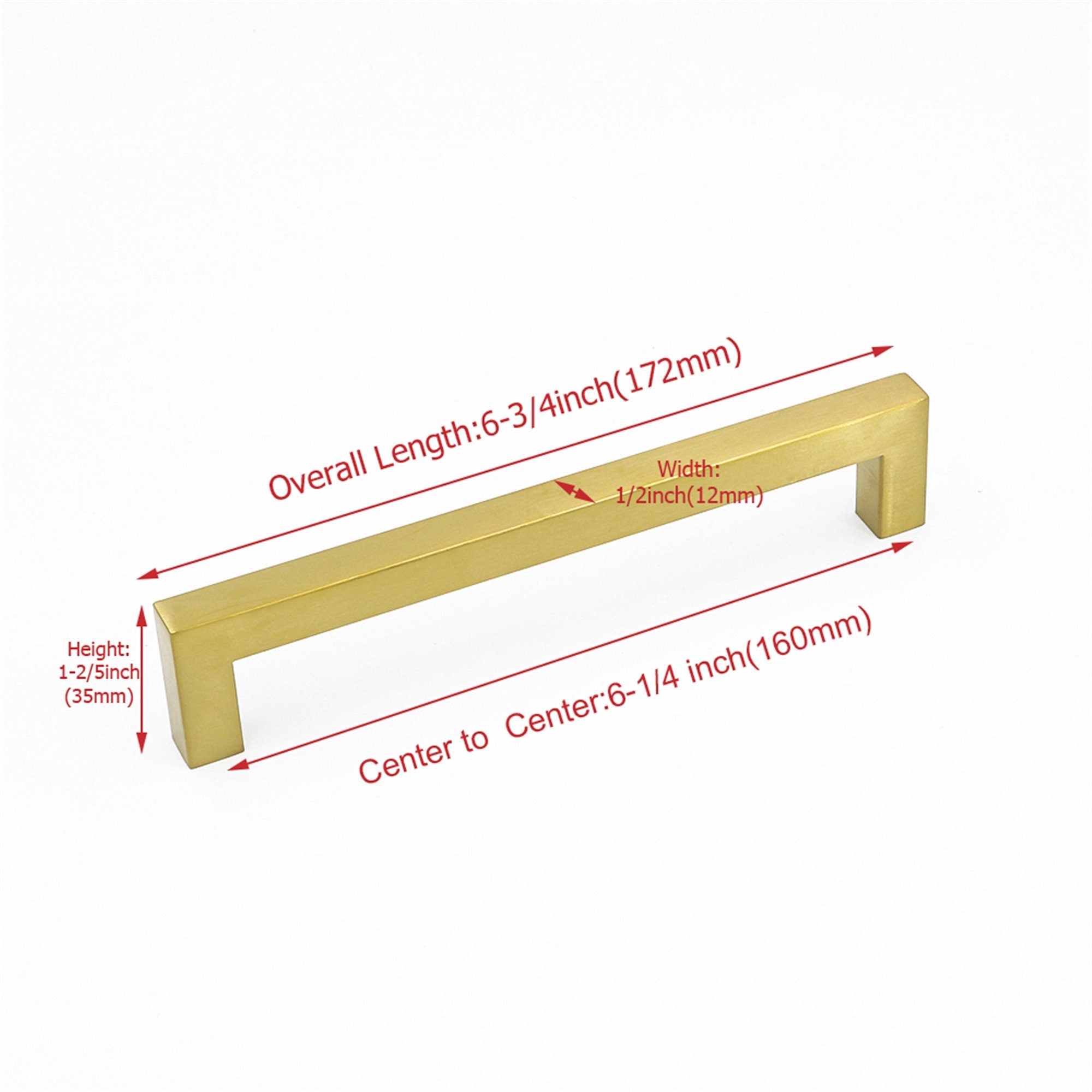 6.25in Cabinet Handles Drawer Pulls，Modern Gold Drawer Pulls Stainless Steel Dresser Drawer Pulls(160mm, Hole Centers)