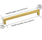 18 Inch(C-C) Modern Cabinet Handles (458mm，Brushed Brass)