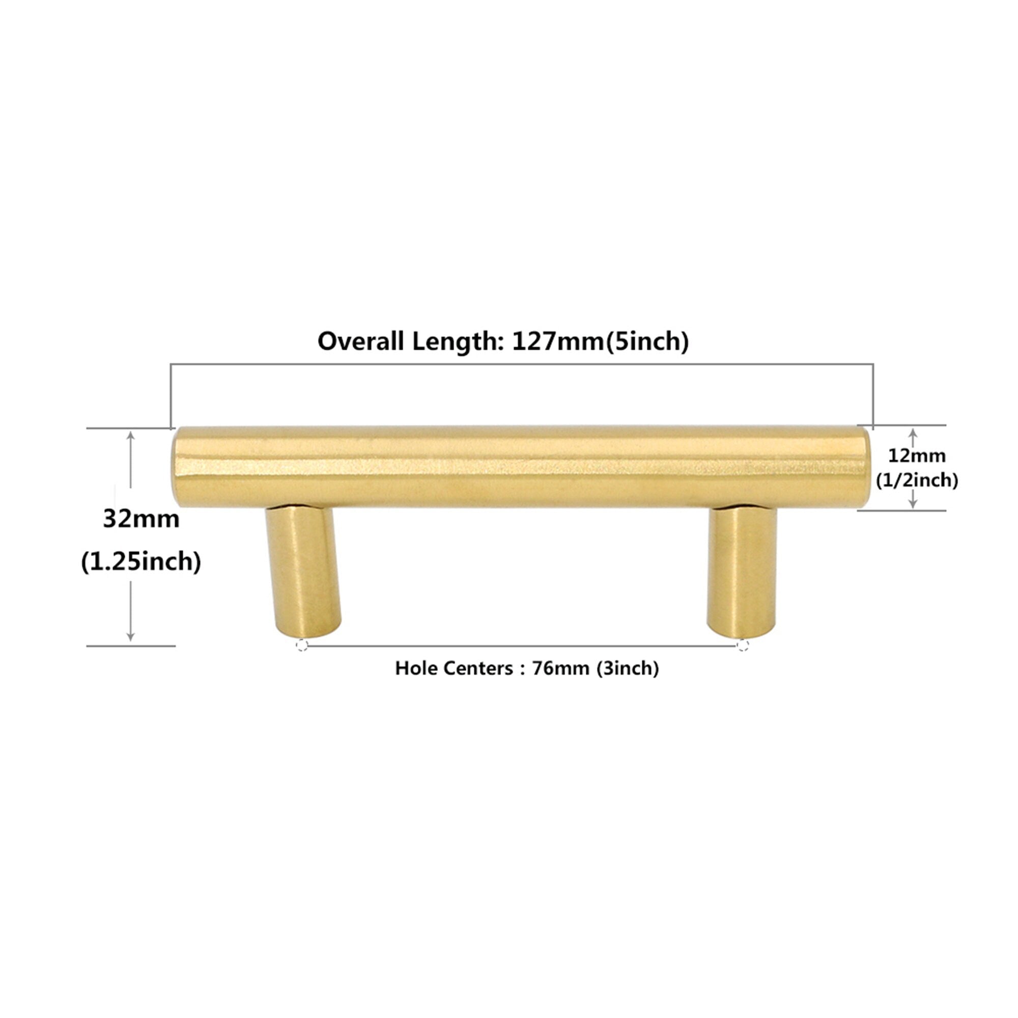 Brushed Brass Cabinet Pulls，Stainless Steel Drawer Handles，3" Hole Center Drawer Pulls and Door Knobs for Dresser Drawers
