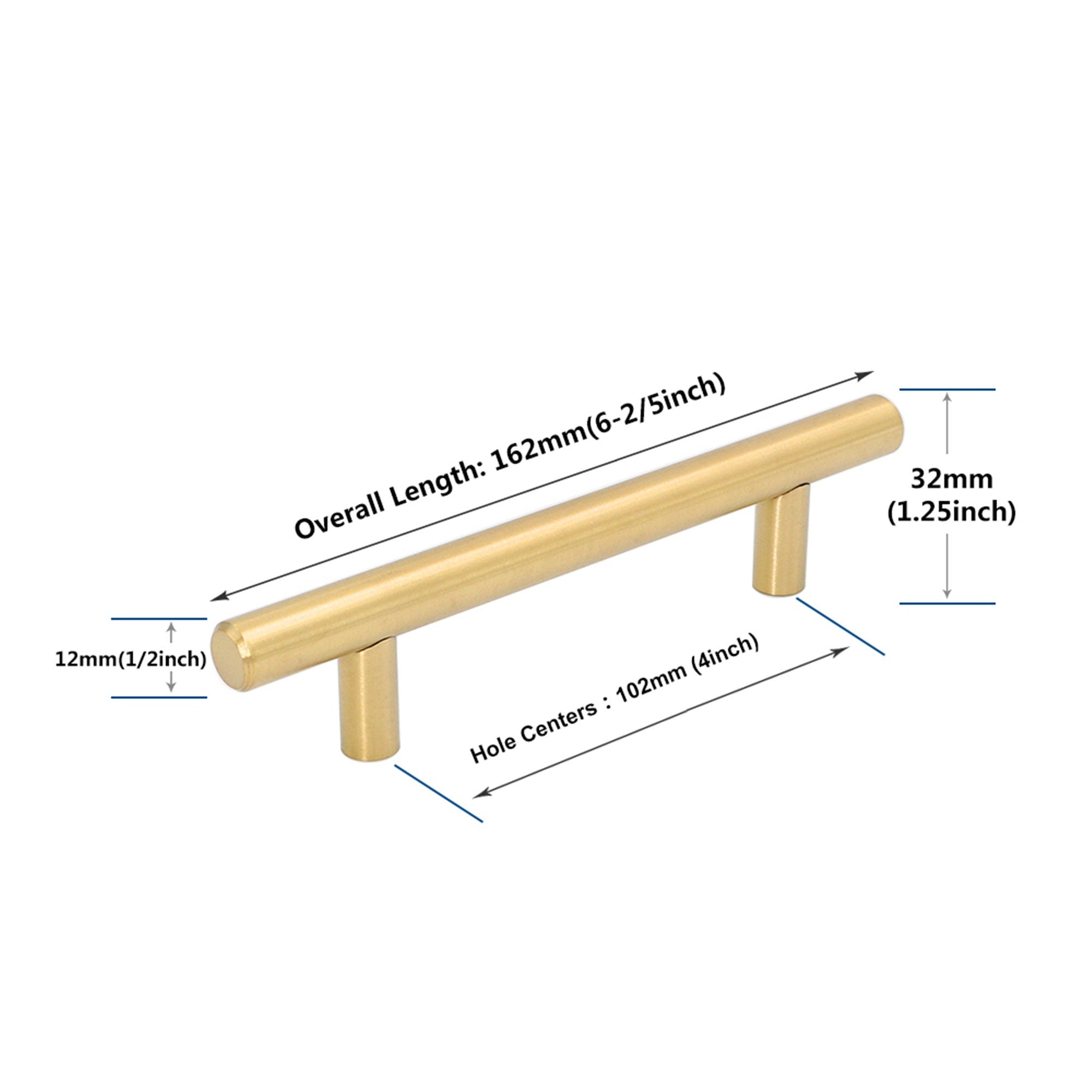 Brushed Brass Cabinet Pulls，Stainless Steel Drawer Handles，4" Hole Center Drawer Pulls and Door Knobs for Dresser Drawers
