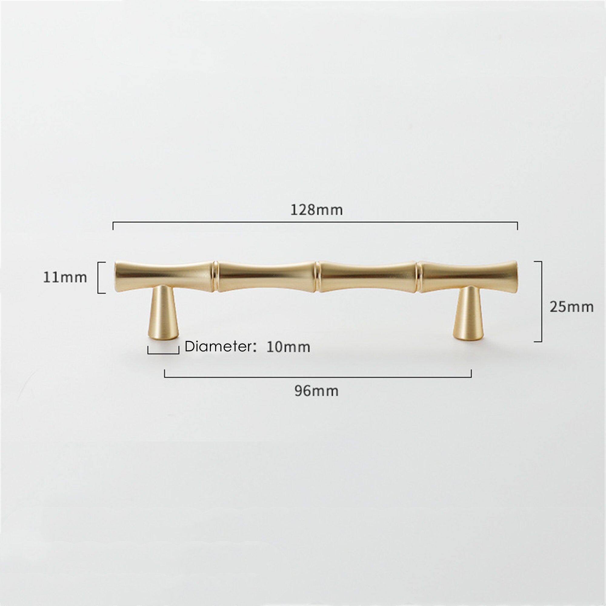 Bamboo Shape Solid Zinc Alloy Cabinet Knobs Handle Pulls - Bamboo Shape Series - Hole Centers(T-Bar Knob，96mm，128mm)