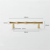 Bamboo Shape Solid Zinc Alloy Cabinet Knobs Handle Pulls - Bamboo Shape Series - Hole Centers(T-Bar Knob，96mm，128mm)