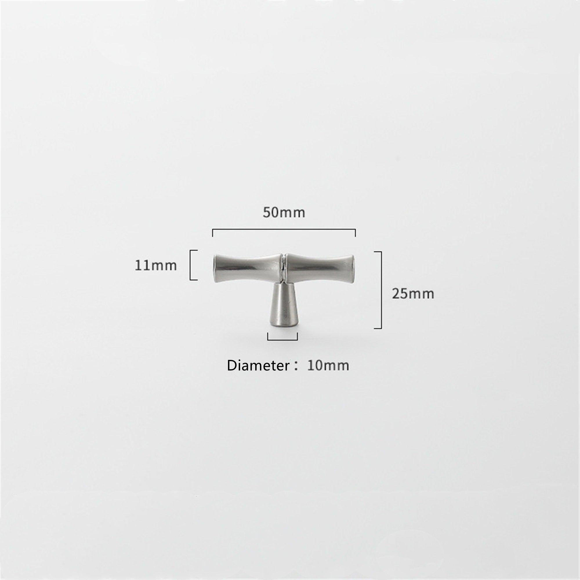 Bamboo Brushed Nickel Cabinet Pulls Zinc Alloy Cupboard Handles - Bamboo Shape Series - Hole Centers(T-Bar Knob，96mm，128mm)