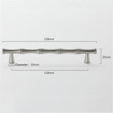Bamboo Brushed Nickel Cabinet Pulls Zinc Alloy Cupboard Handles - Bamboo Shape Series - Hole Centers(T-Bar Knob，96mm，128mm)