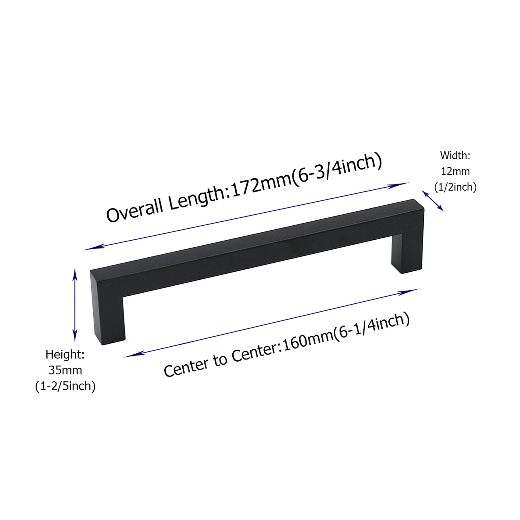 6-1/4 inch Hole Center Black Cabinet Pulls，Drawer Pulls Black Cabinet Handles for Kitchen Matte Black Cupboard Handles