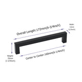 6-1/4 inch Hole Center Black Cabinet Pulls，Drawer Pulls Black Cabinet Handles for Kitchen Matte Black Cupboard Handles