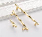 Bamboo Shape Solid Zinc Alloy Cabinet Knobs Handle Pulls - Bamboo Shape Series - Hole Centers(T-Bar Knob，96mm，128mm)