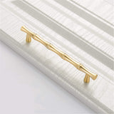 Bamboo Shape Solid Zinc Alloy Cabinet Knobs Handle Pulls - Bamboo Shape Series - Hole Centers(T-Bar Knob，96mm，128mm)