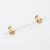 3 inch(C-C) Brushed Brass Cabinet Pulls Arcylic Drawer Pulls (76mm，Hole Center)