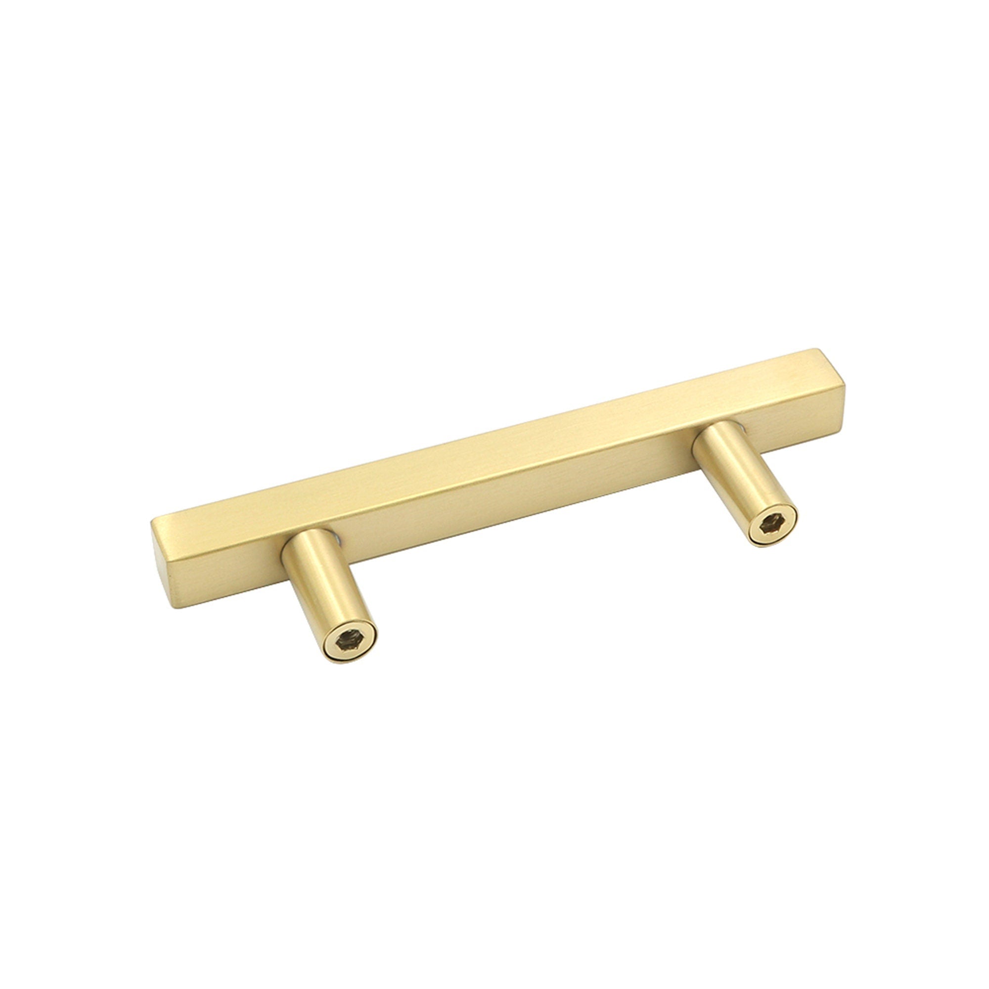 Brushed Brass Stainless Steel Kitchen Drawer Pulls Cabinet Handles 5" Length (3" Hole Center)