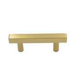 Modern Square Cabinet Pull Handle, 4-inch Length (2.5-inch Hole Center), Brushed Brass Cabinet Pulls for Dresser Drawers