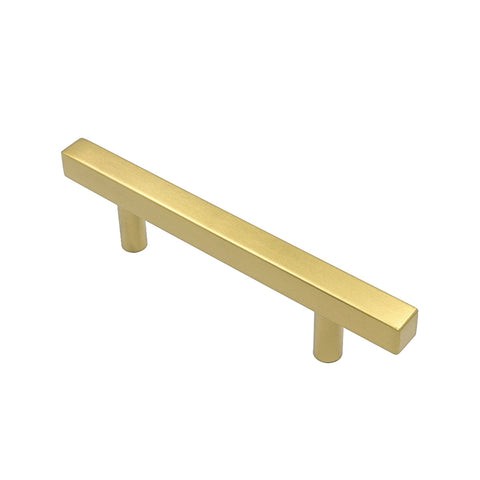Brushed Brass Modern Cabinet Hardware Handle Pull - 3-1/2" Inch (90mm) Hole Centers