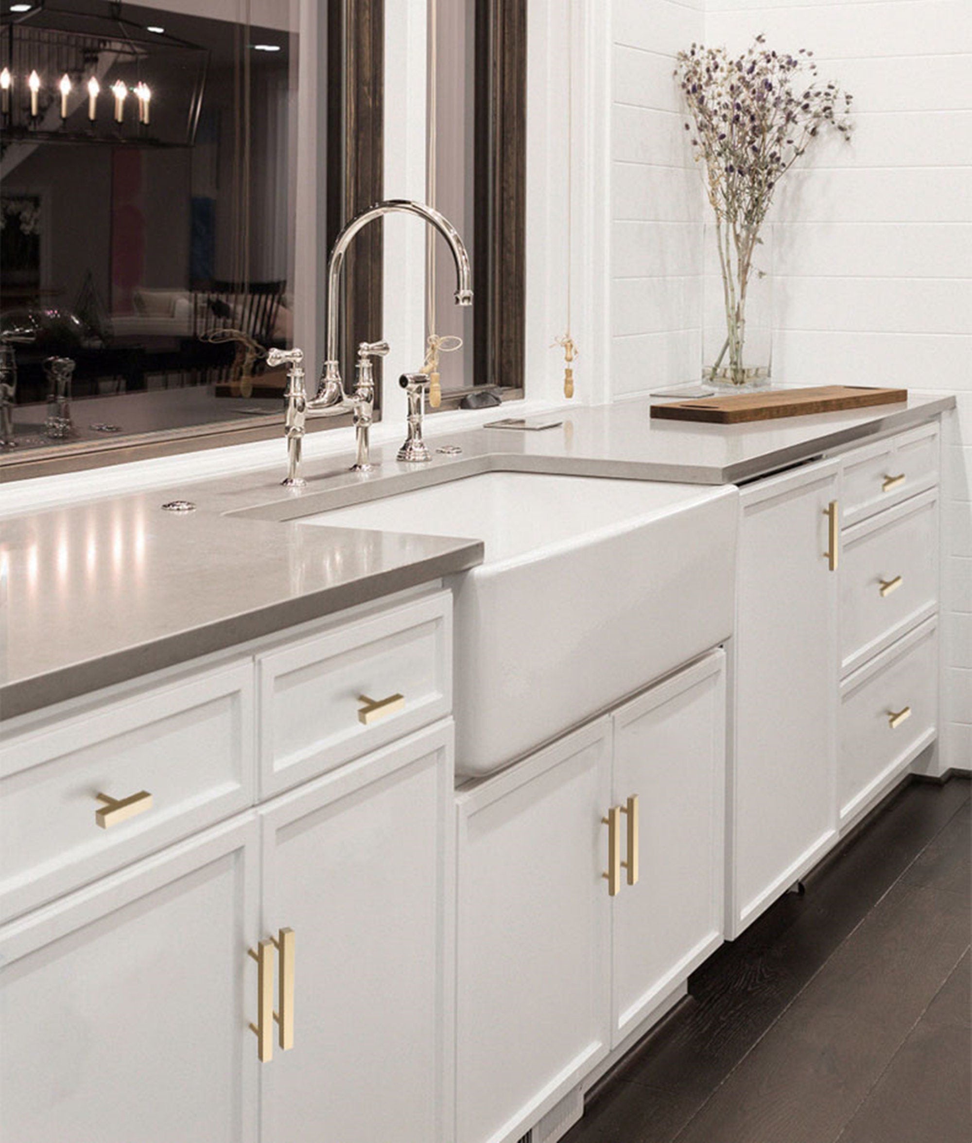 Brushed Brass Cabinet Pulls Gold Cabinet Pulls - 7-1/2" Inch (192mm) Hole Centers