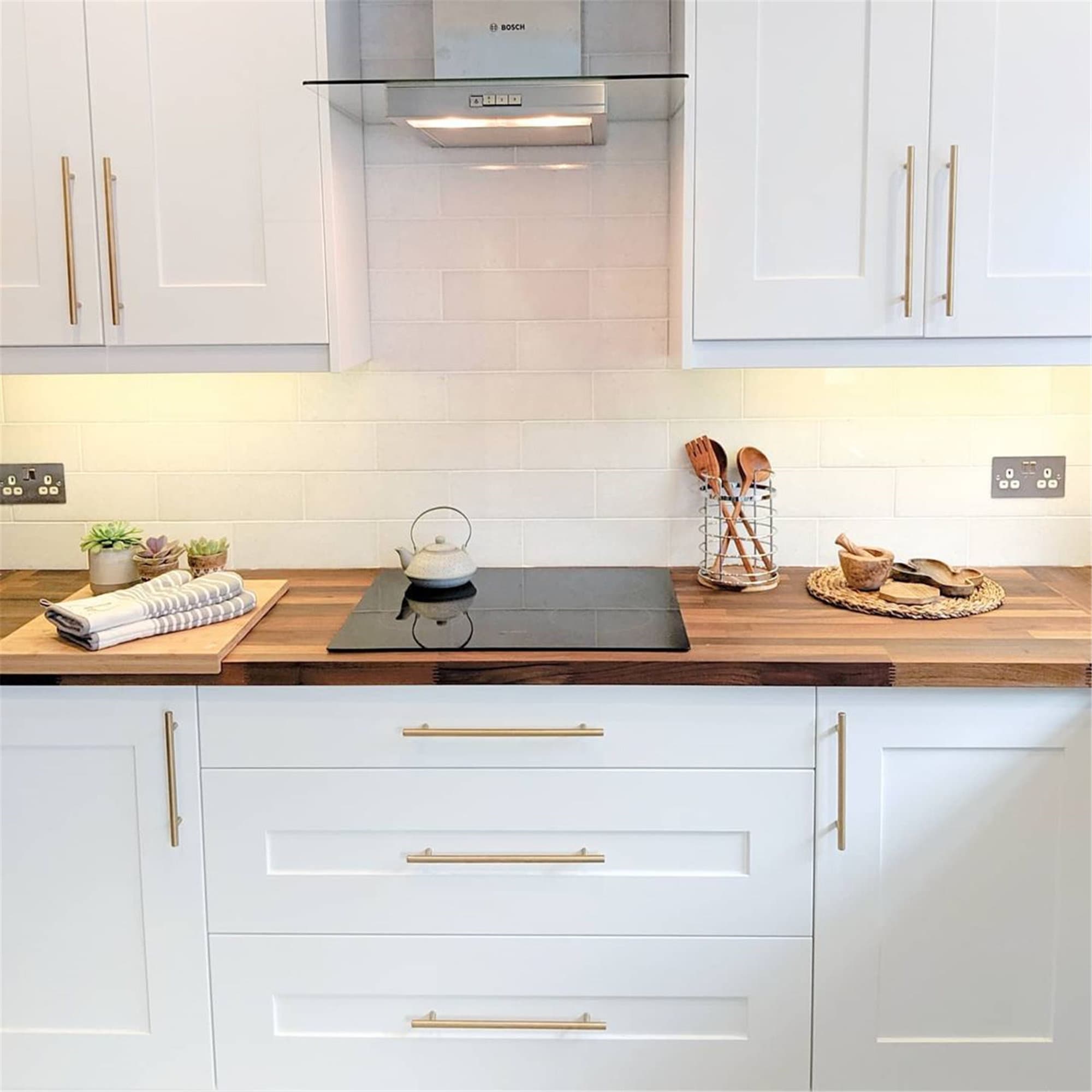 Brushed Brass Cabinet Pulls，Stainless Steel Drawer Handles，3" Hole Center Drawer Pulls and Door Knobs for Dresser Drawers