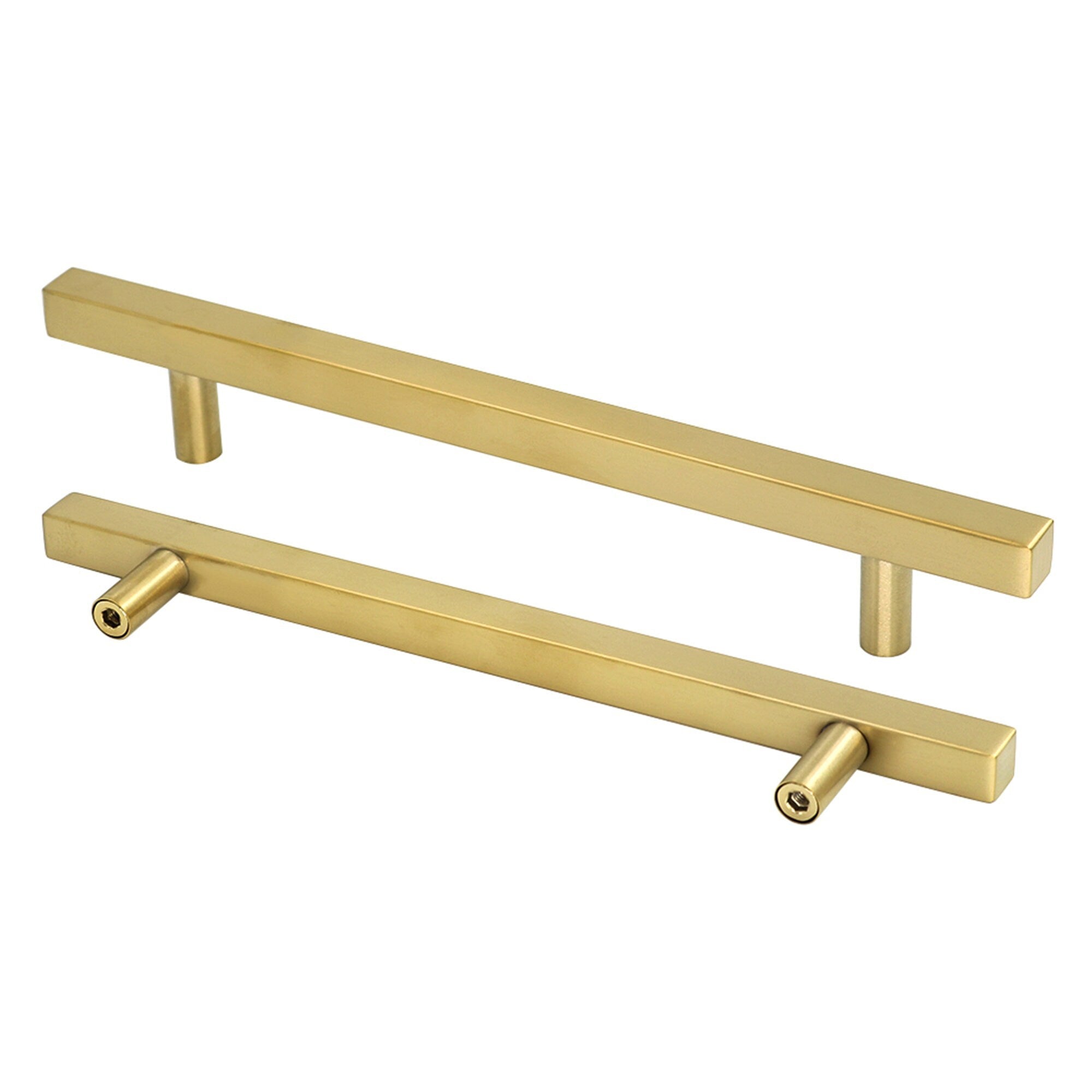 Brushed Brass Cabinet Pulls Gold Cabinet Pulls - 6-1/4" Inch (160mm) Hole Centers