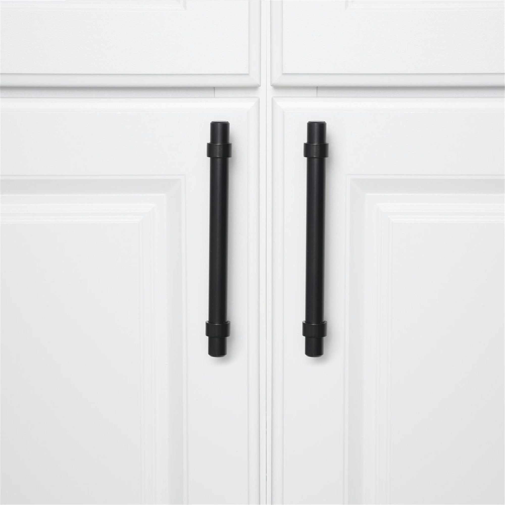 Flat Black Cabinet Bar Handle Pulls - 3.75" (96mm) Hole Centers