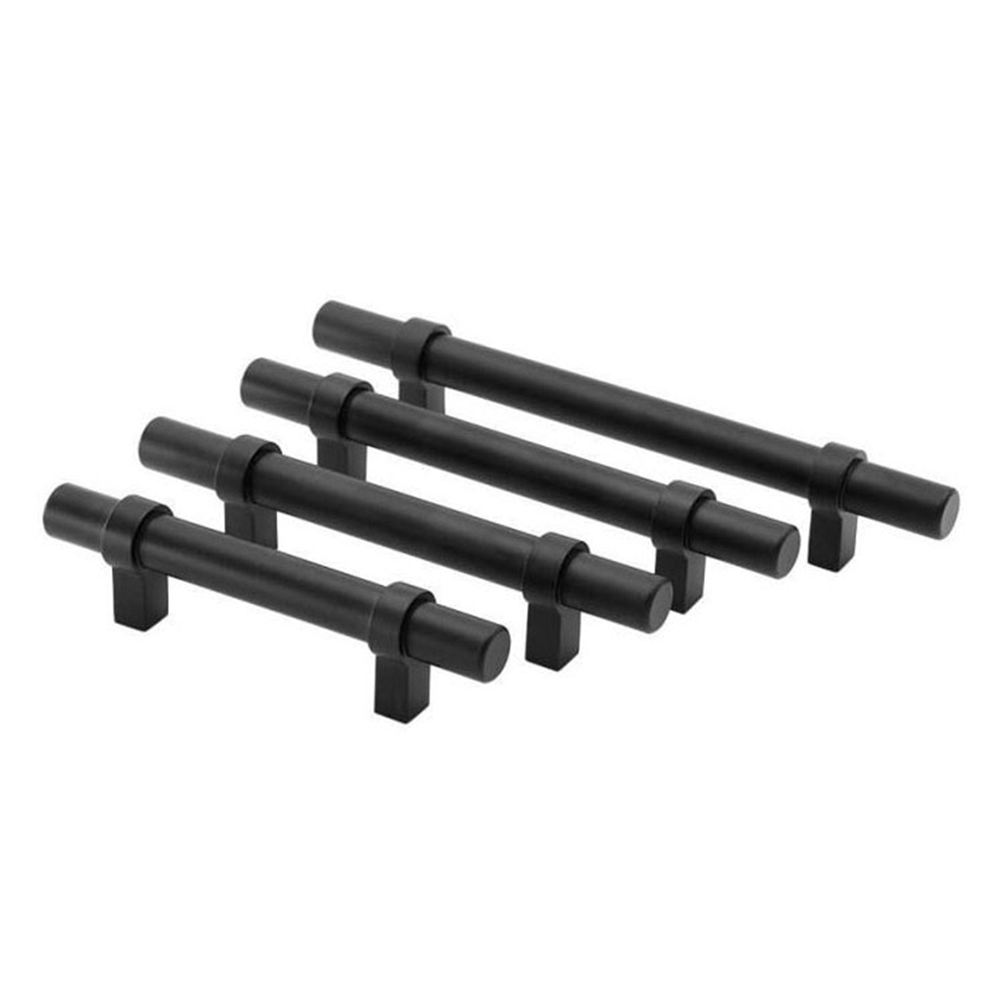 Flat Black Stainless Steel Kitchen Cupboard Handles - 7.5" (192mm) Hole Centers