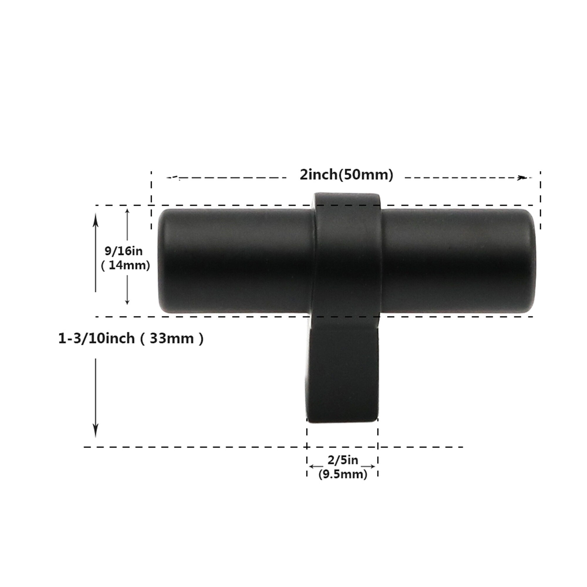 Matte Black Drawer Pulls Drawer Knobs, Cabinet Knobs and Pulls - Single Hole 2"(50mm)