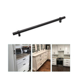 Flat Black Stainless Steel Kitchen Cupboard Handles - 10" (256mm) Hole Centers