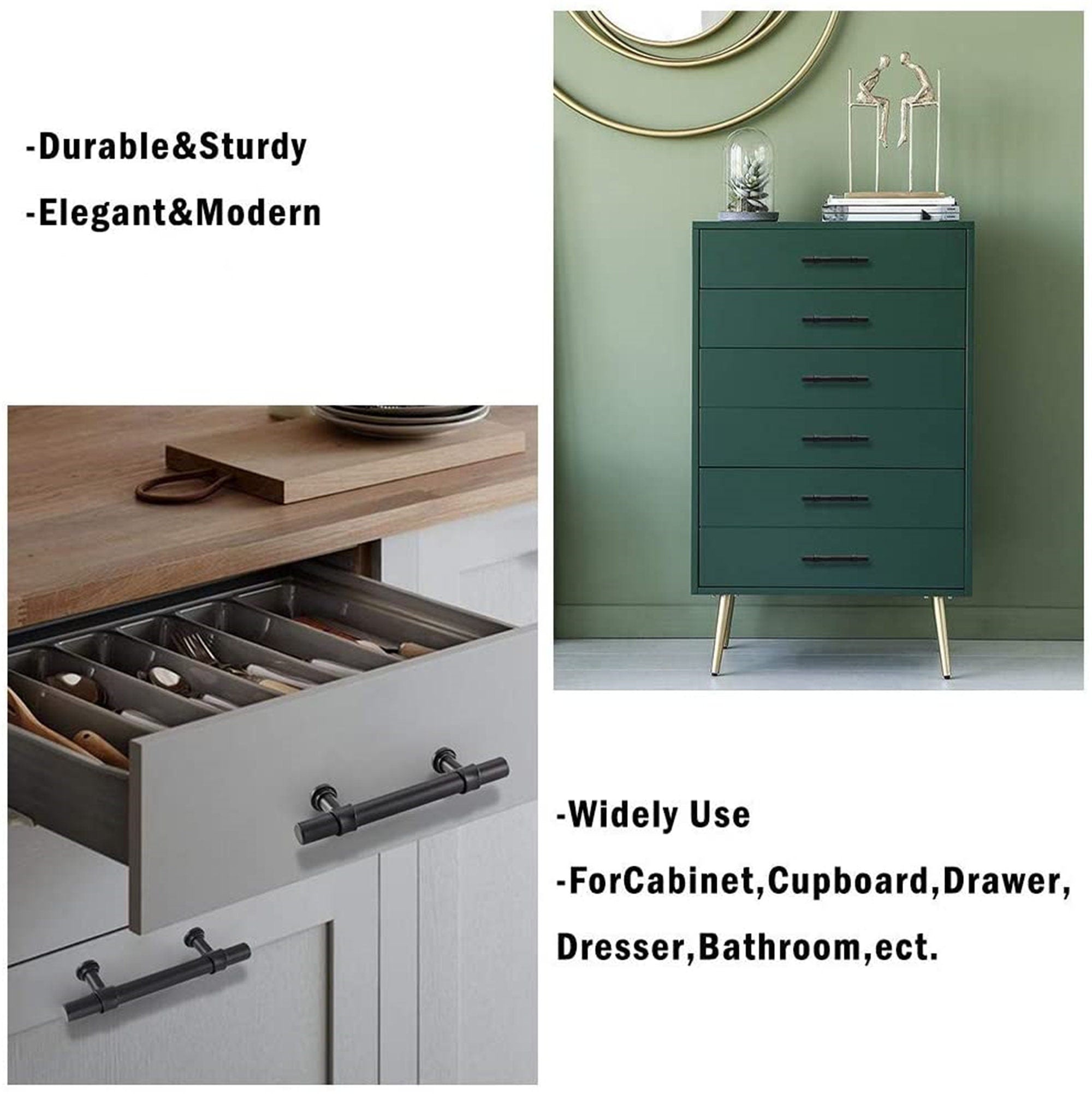 3 Inch Hole Center Cabinet Handles Pulls for Kitchen Stainless Steel Matte Black Drawer Pulls ( 5" Length ）