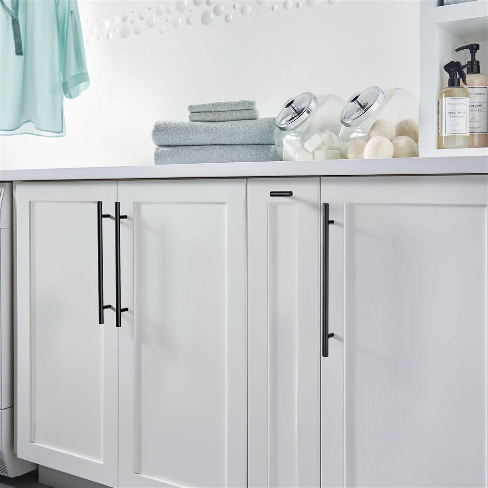 1 Pack Cabinet Pulls Matte Black Stainless Cabinet Handles for Kitchen and Bathroom
