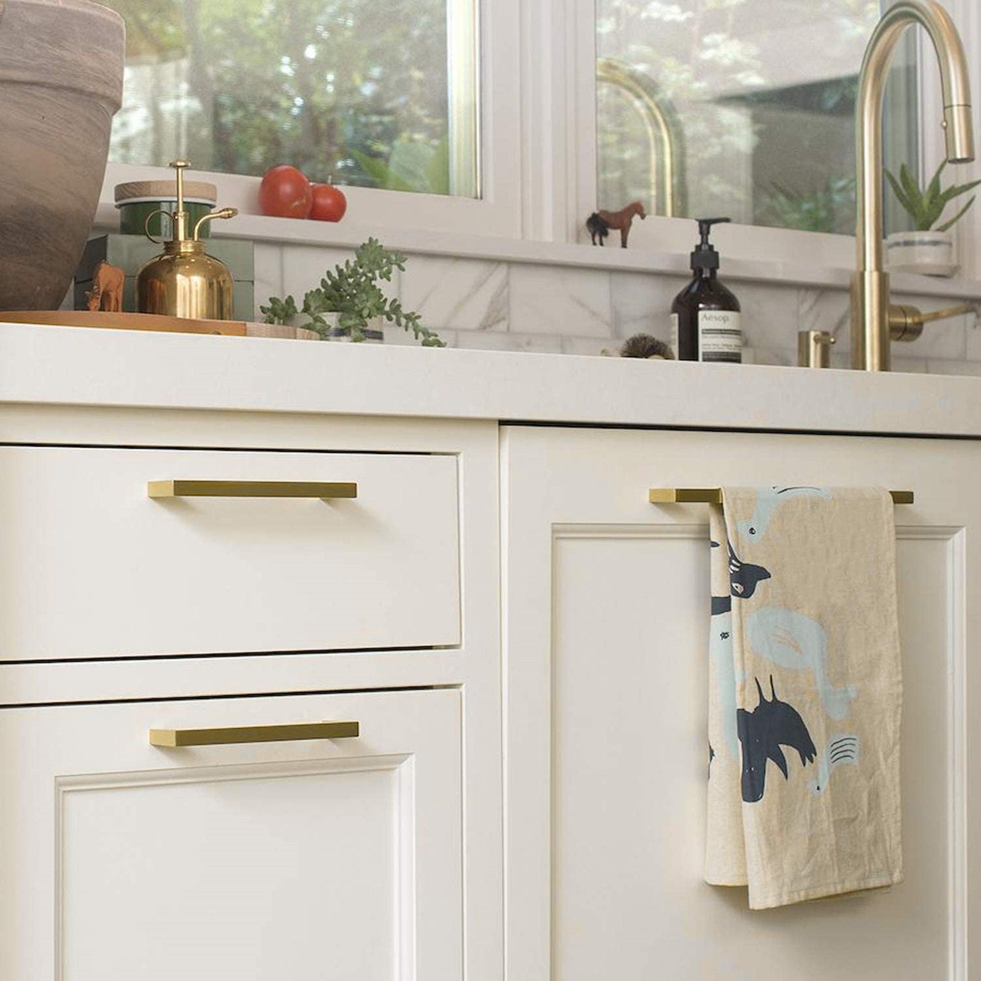 11-1/3in Brushed Brass Drawer Pulls,Brushed Gold Cabinet Pulls Gold Hardware for Cabinets(288mm, Hole Centers)