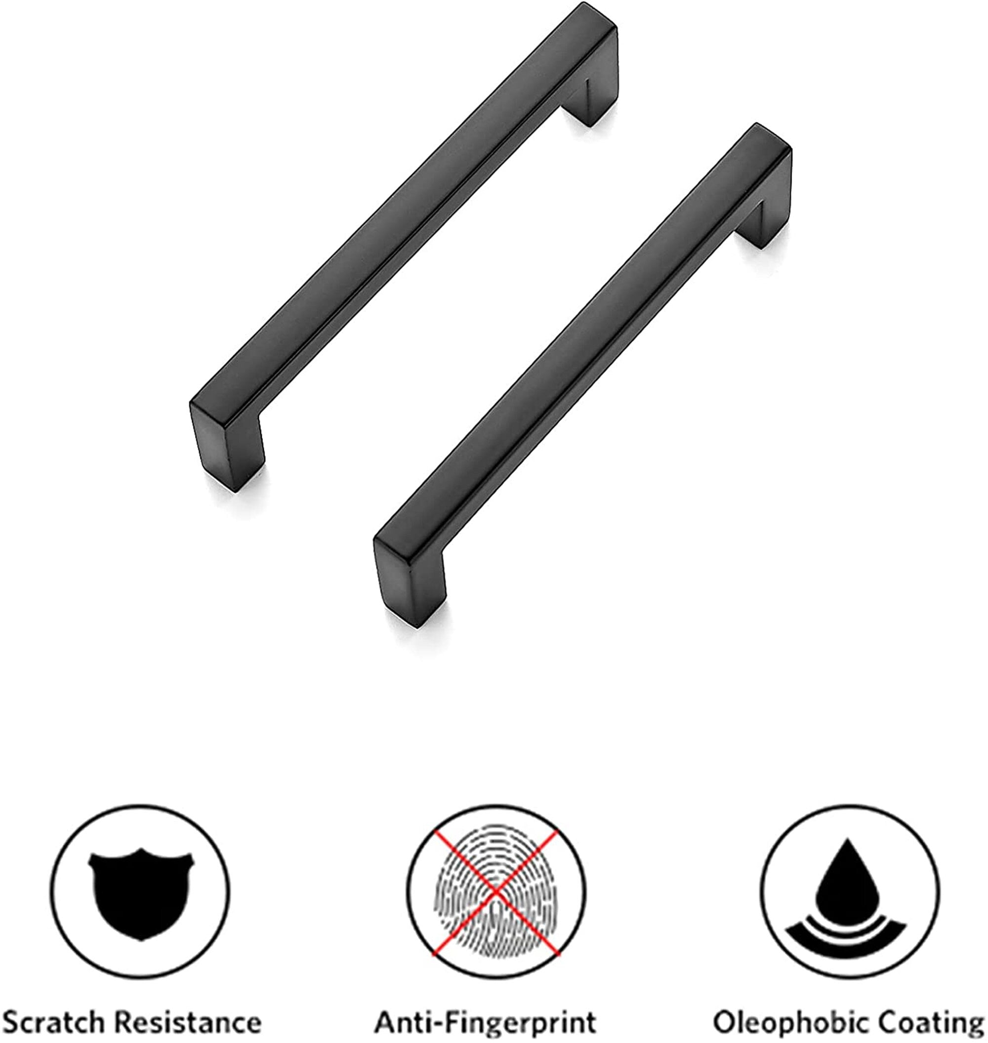 Matte Black Cabinet Handles，Modern Square Cabinet Handles，Stainless Steel Drawer Pulls，Black Kitchen Cabinet Handles Black Handles