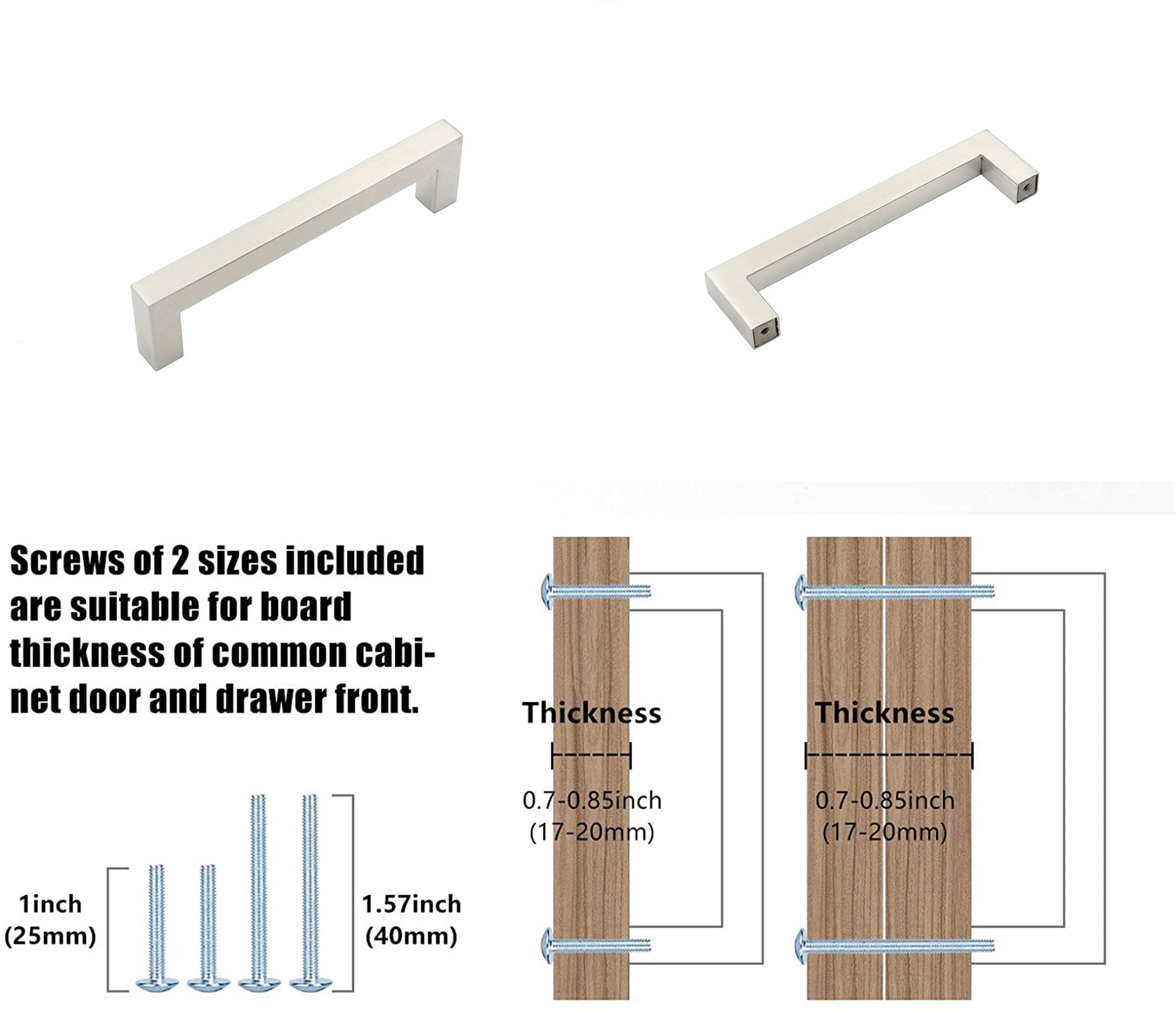 Brushed Nickel Drawer Pulls 6-1/4 inch(160mm) Hole Center，Modern Cabinet Hardware Bar Pulls for Drawer Cabinets Cupboard