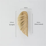 4 Pairs Creative Leaf Shape Handle Knob with Mounting Screws for Kitchen Cupboard Cabinet Wardrobe Drawer Door (Gold, 64mm)