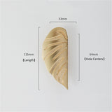 2 Pairs Creative Leaf Shape Handle Knob with Mounting Screws for Kitchen Cupboard Cabinet Wardrobe Drawer Door (Gold, 64mm)