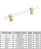 1 Pack Brushed Brass Cabinet Pulls Arcylic Drawer Pulls for Kitchen Cabinets and Dressers