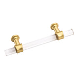 Brushed Brass Cabinet Pulls Arcylic Drawer Pulls - Acrylic Round Bar Series - Hole Centers(2-1/2 Inch，64mm)